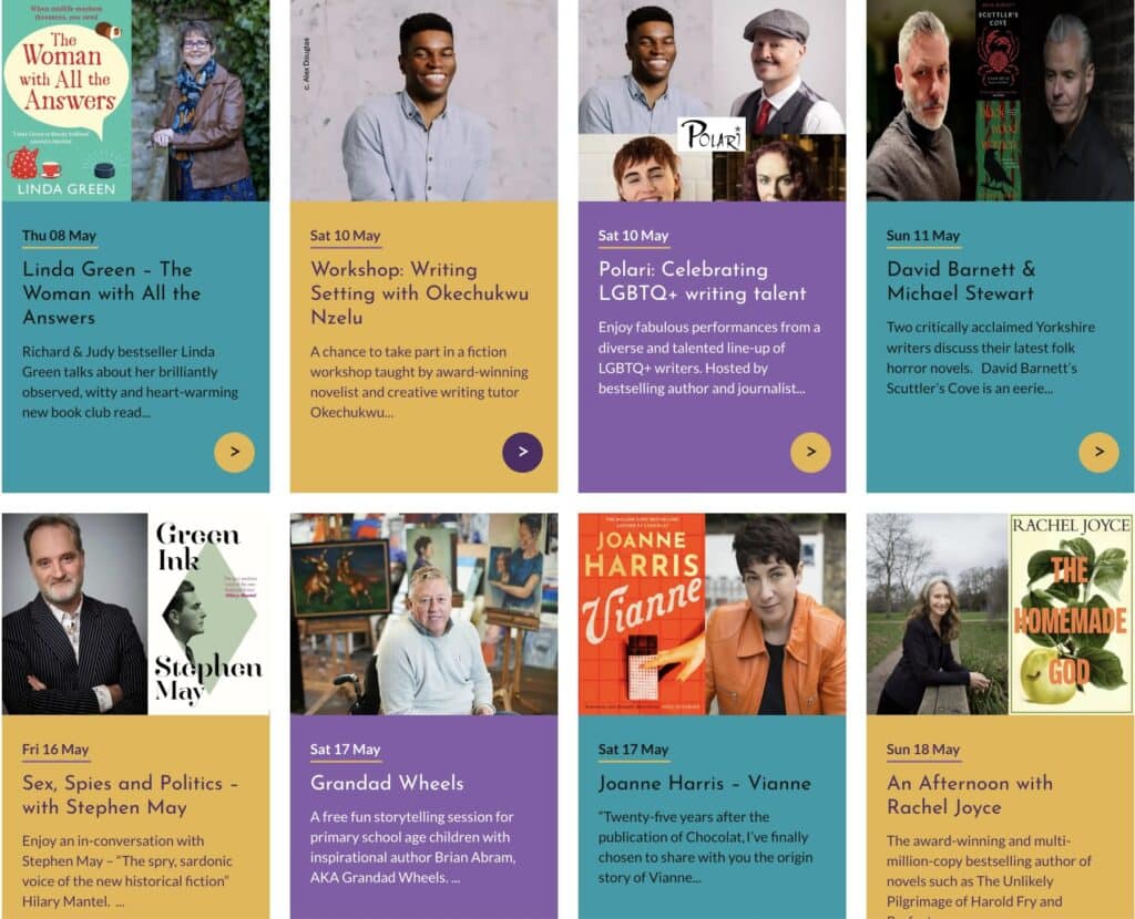 Images of fiction writers appearing at HuddLitFest25